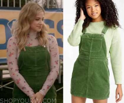 green corduroy pinafore dress