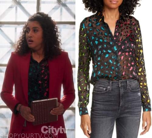 Mr Mayor: Season 1 Episode 4 Mikaela's Multicolored Leopard Blouse ...