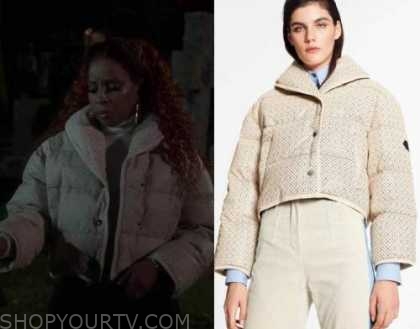 Louis Vuitton Brown leather jacket worn by Monet (Mary J. Blige) in Power  Book II: Ghost TV series