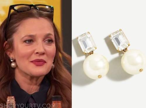 Drew Barrymore Show: February 2021 Drew Barrymore's Pearl Earrings ...