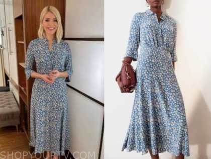 This Morning: February 2021 Holly Willoughby's Blue Floral Midi Dress ...