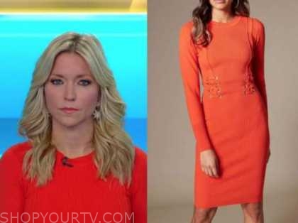 Fox and Friends: February 2021 Ainsley Earhardt's Red Orange Lace-Up ...