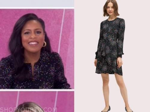 The Today Show: February 2021 Sheinelle Jones's Black Multicolor Dot ...