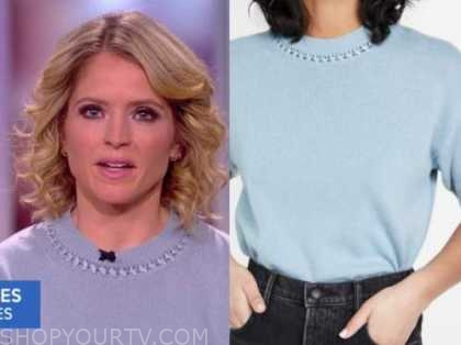 The View: February 2021 Sara Haines's Blue Crewneck Sweater | Shop Your TV