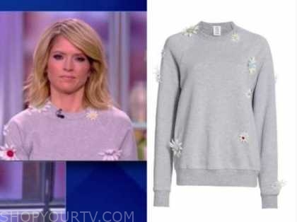 The View: February 2021 Sara Haines's Grey Daisy Floral Sweater | Shop ...