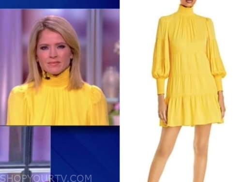 The View: February 2021 Sara Haines's Yellow Mock Neck Dress | Shop Your TV