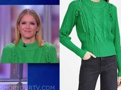 The View: February 2021 Sara Haines's Green Cable Knit Sweater 