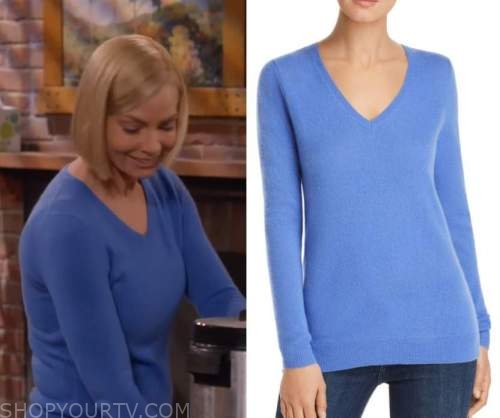 Mom: Season 8 episode 7 Jill's V Neck Cashmere Sweater | Fashion ...