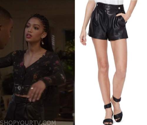 All American: Season 3 Episode 1 Olivia's Black Leather Shorts | Shop ...