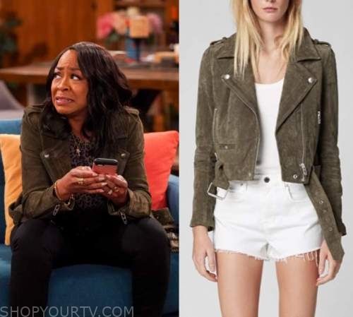 The Neighborhood: Season 3 Episode 9 Tina's Olive Suede Jacket | Shop ...