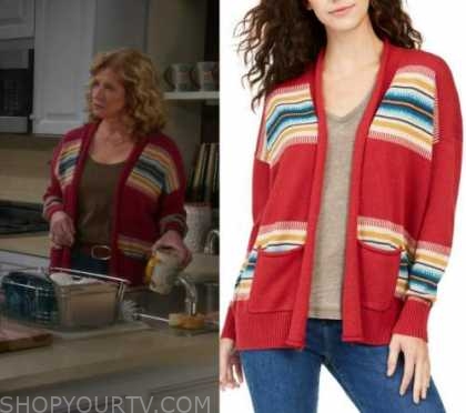 Last Man Standing Season 9 Episode 10 Vanessa S Red Striped Cardigan Shop Your Tv