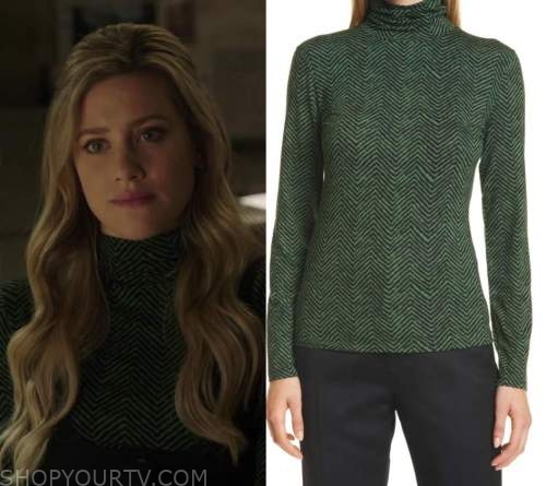 Riverdale: Season 5 Episode 7 Betty's Green Chevron Turtleneck Sweater ...