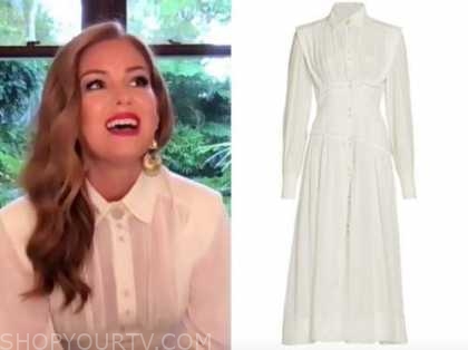 Drew Barrymore Show: March 2021 Isla Fisher's White Corset Midi Shirt