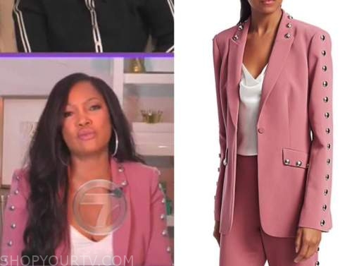 The Real: March 2021 Garcelle Beauvais's Pink Studded Trim Blazer ...