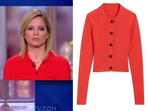 The View: March 2021 Sara Haines's Red Polo Collar Sweater | Shop Your TV