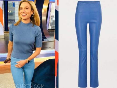 Good Morning America: March 2021 Amy Robach's Blue Leather Pants | Shop ...