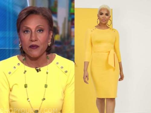 Good Morning America: March 2021 Robin Roberts's Yellow Shoulder Button ...