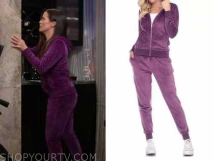 purple velour track suit