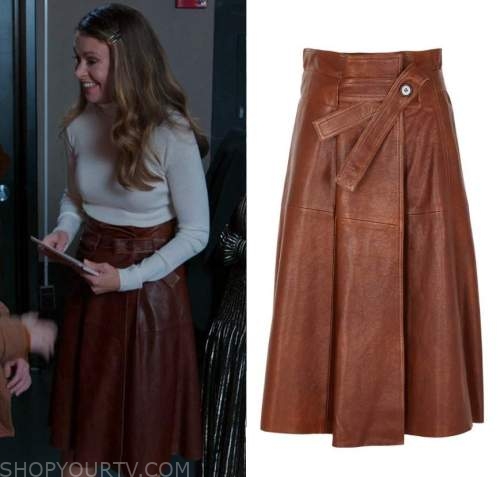 Younger: Season 7 Episode 2 Liza's Brown Leather Wrap Skirt | Shop Your TV