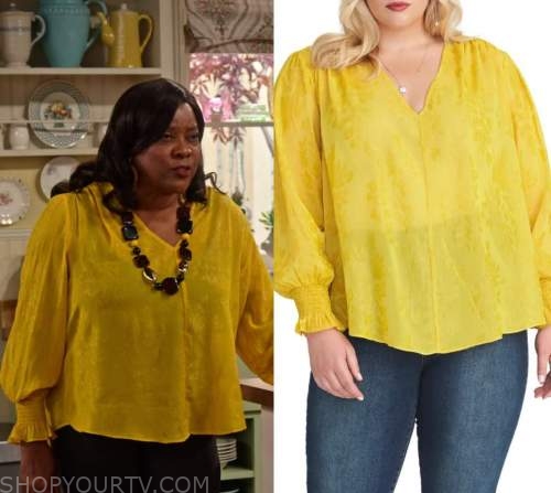 Family Reunion: Season 2 Episode 2 MDear's Yellow Smocked Floral Blouse ...