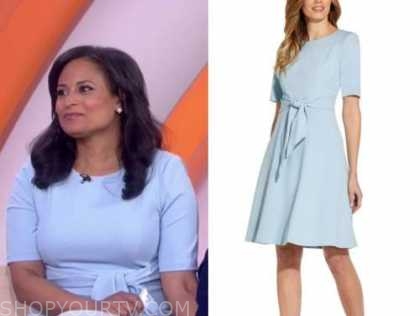 The Today Show: April 2021 Kristen Welker's Pale Blue Tie Waist Dress ...