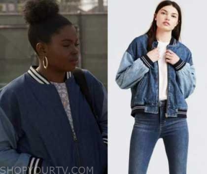 All American: Season 3 Episode 9 Nani's Denim Colorblock Bomber Jacket ...