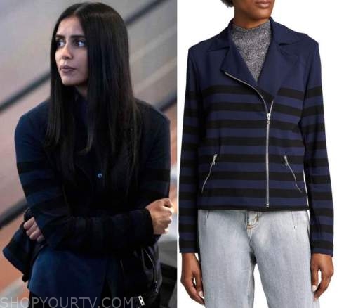 Manifest: Season 3 Episode 4 Saanvi's Striped Biker Jacket | Shop Your TV