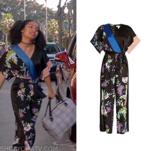 Black-ish: Season 7 Episode 16 Zoey's Floral Wrap Jumpsuit | Shop Your TV