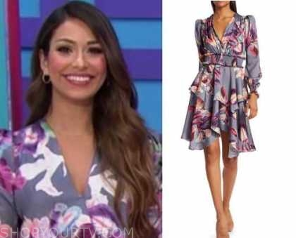 The Price is Right: Season 49 Manuela's Lilac Floral Drape Wrap Dress ...