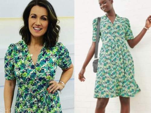 Good Morning Britain: May 2021 Susanna Reid's Green Printed Shirt Dress ...