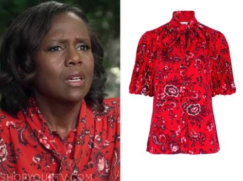 WornOnTV: Deborah's chain print tie neck blouse on Good Morning America, Deborah Roberts