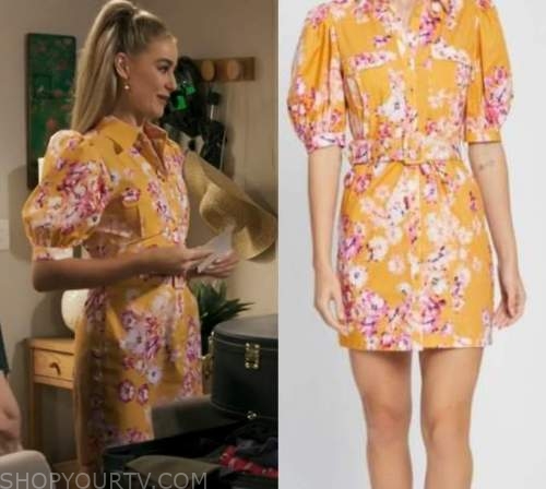 Neighbours: May 2021 Chloe's Yellow & Pink Floral Shirt Dress | Shop ...