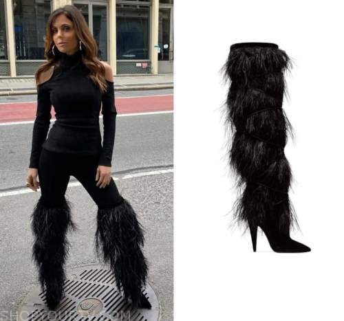 Saint Laurent Yeti Feather Over The Knee Boots