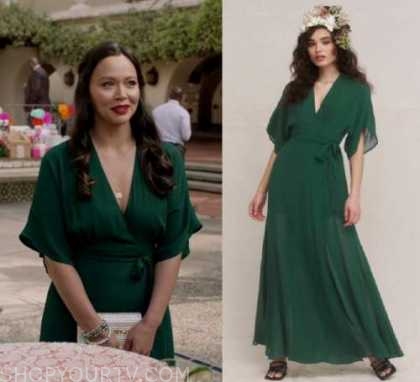 The Rookie: Season 3 Episode 14 Lucy's Green V Neck Dress | Shop