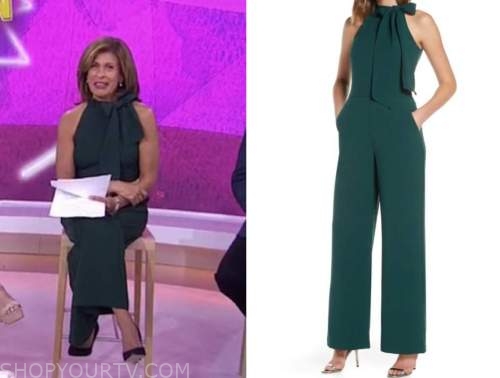 The Today Show: June 2021 Hoda Kotb's Green Tie Neck Jumpsuit | Shop ...