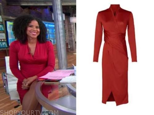 CBS This Morning: June 2021 Adriana Diaz's Red Long Sleeve Dress | Shop ...