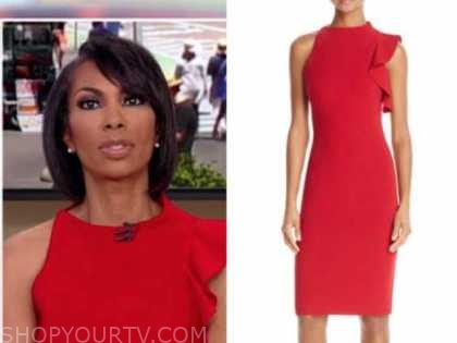 Outnumbered: June 2021 Harris Faulkner's Red Asymmetric Ruffle Dress ...