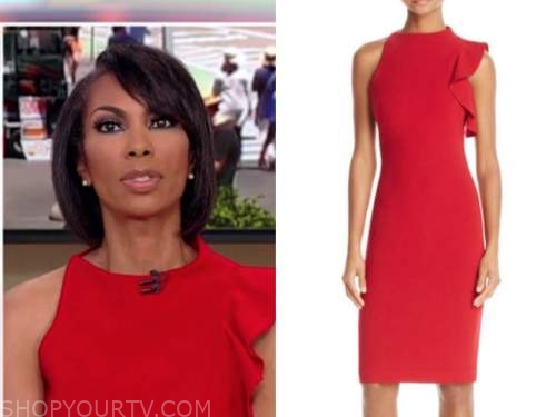 Outnumbered: June 2021 Harris Faulkner's Red Asymmetric Ruffle Dress ...