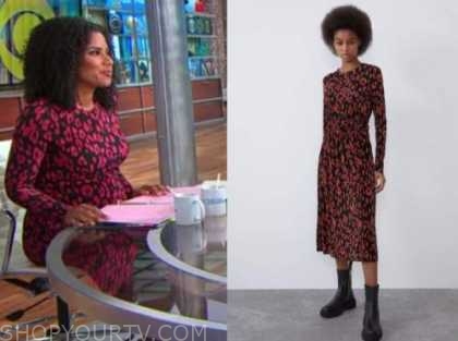 CBS This Morning: June 2021 Adriana Diaz's Red and Black Leopard Dress ...