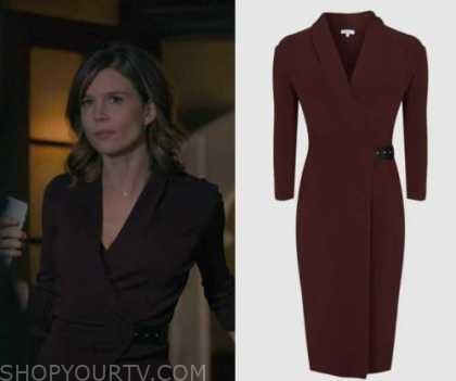 Evil: Season 2 Episode 1 Kristen's Belted Burgundy Dress | Shop Your TV