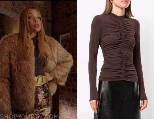 Dynasty: Season 4 Episode 8 Dominique’s Brown Top | Shop Your TV