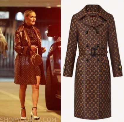 Louis Vuitton Monogram Belted Trench worn by Dorit Kemsley as seen