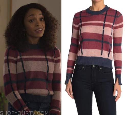 Love Victor: Season 2 Episode 6 Mia's Pink & Navy Check Sweater | Shop ...