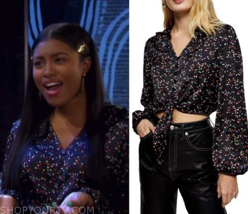 Days Of Our Lives: June 2021 Chanel's Black Printed Tie Front Blouse ...