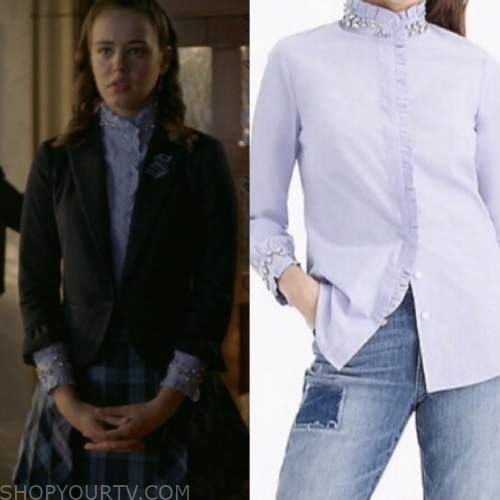 Legacies: Season 1 Episode 14 Josie's Blue button up top | Shop Your TV