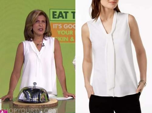 The Today Show: July 2021 Hoda Kotb's White Tie Neck Sleeveless Top ...