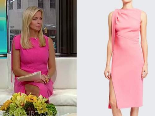 Fox and Friends: July 2021 Ainsley Earhardt's Pink Tie Shoulder Dress ...