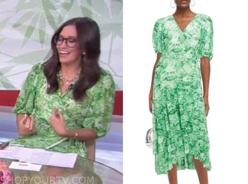 The Today Show: July 2021 Savannah Sellers's Green Printed Wrap Midi ...