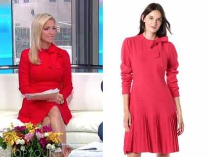 Fox and Friends: July 2021 Ainsley Earhardt's Red Tie Neck Dress | Shop ...