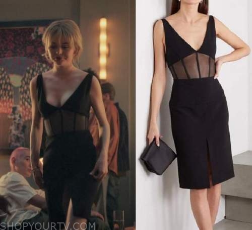 Gossip Girl Reboot Season 1 Episode 1 Audrey S Black Mesh Corset Cut Out Dress Shop Your Tv